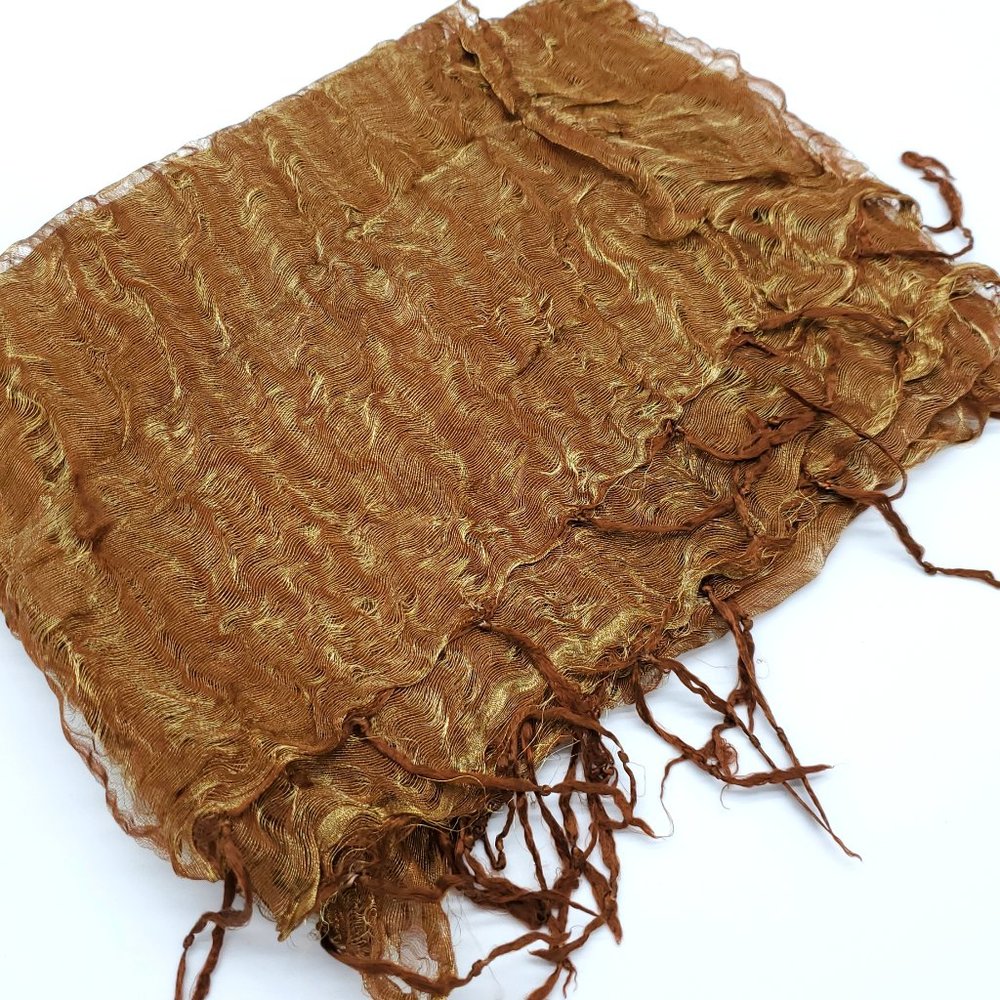 Raw Silk Handloomed "Liquid Gold" Indian Scarf